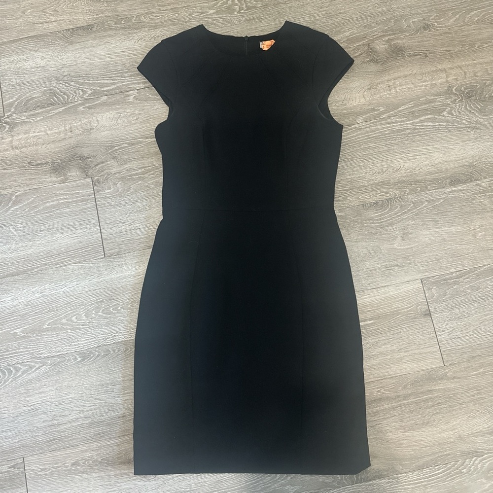 Elegant Black Cap Sleeve Workwear Formal Dress